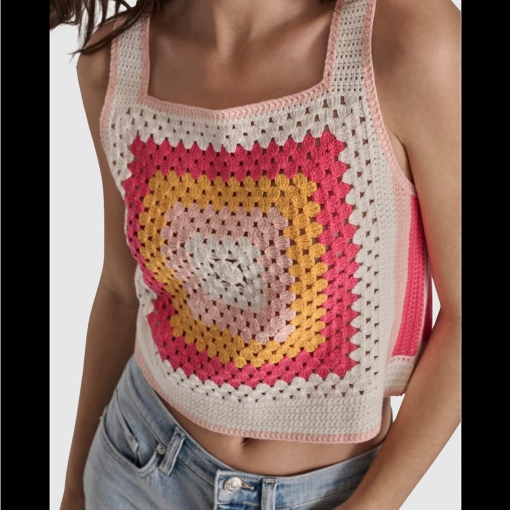 DKNY Faux Crochet Tank in Peach Melba at Nordstrom Rack, Size medium